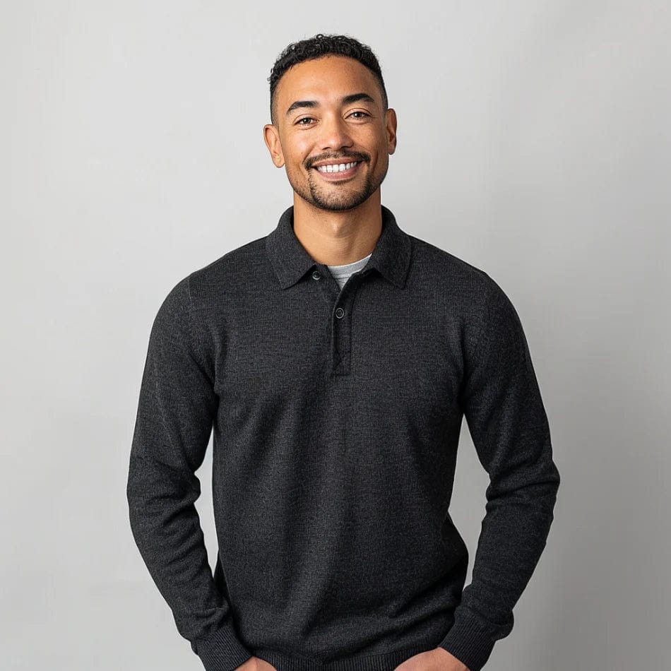 Long-Sleeved Polo Sweater for Men