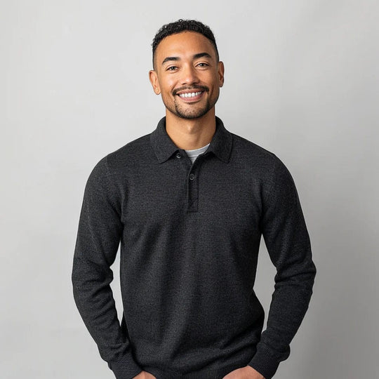 Long-Sleeved Polo Sweater for Men