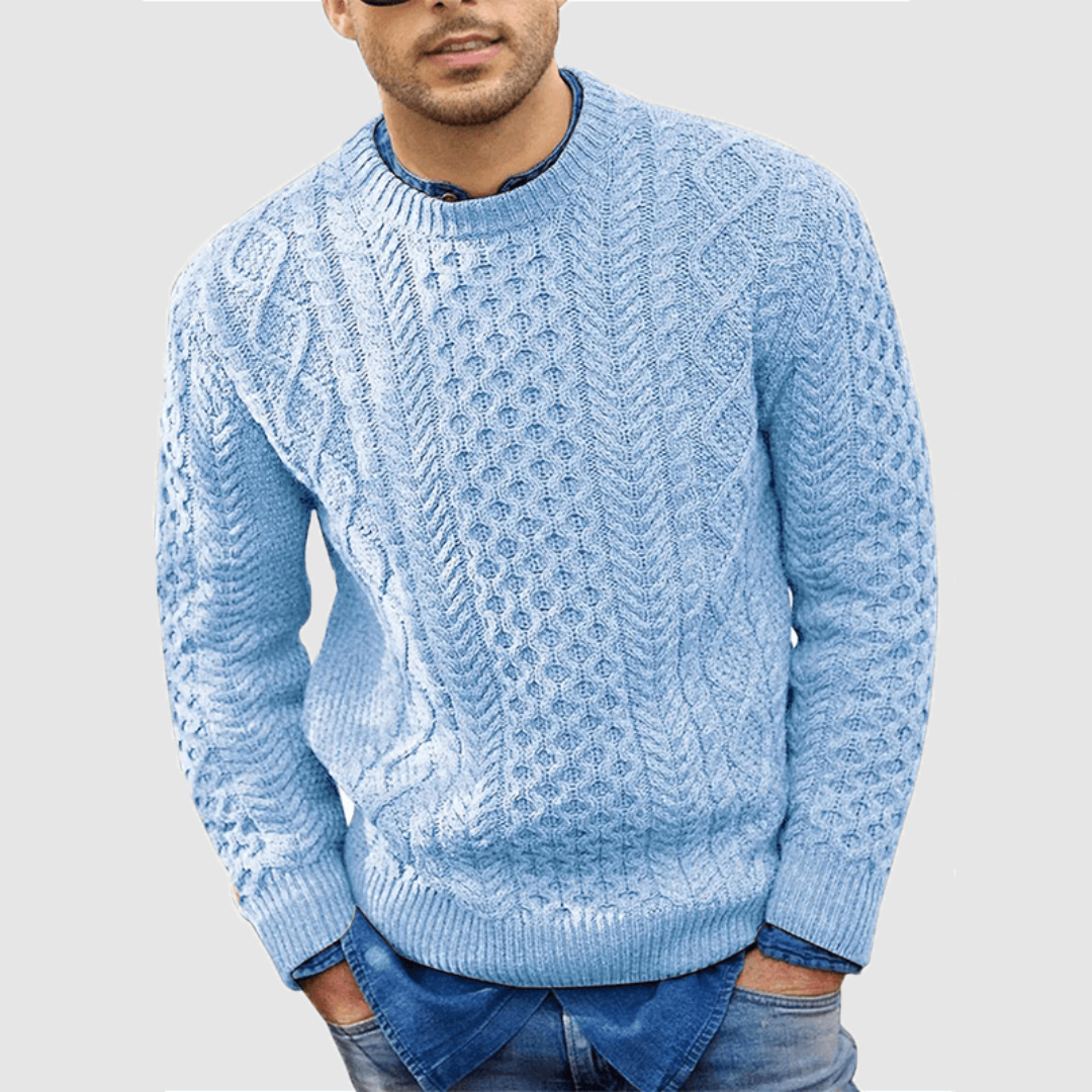Long-Sleeved Sweater with Classic Rope Design for Men