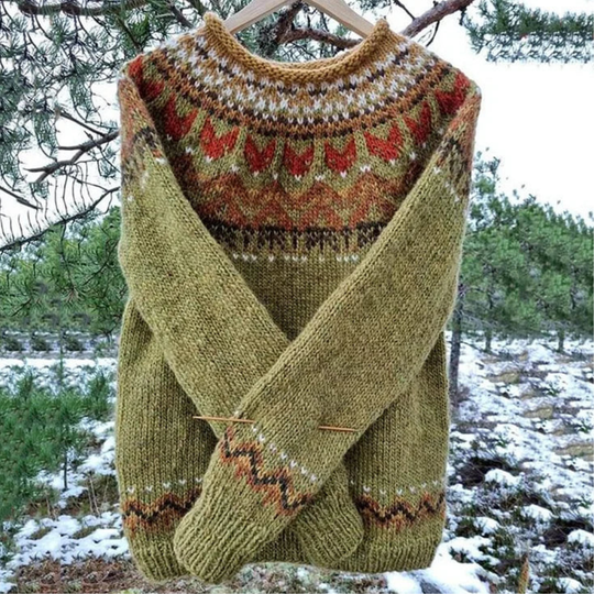 Long-Sleeved Sweater with Round Neckline for Women