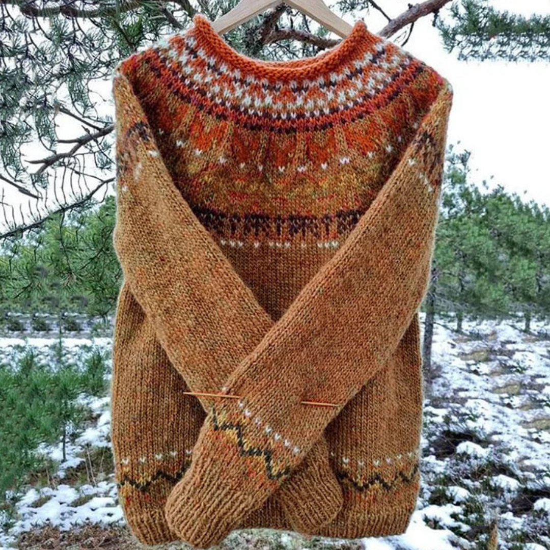 Long-Sleeved Sweater with Round Neckline for Women