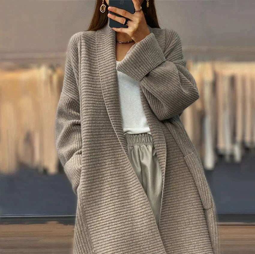 Long Cardigan with Button Placket for Women