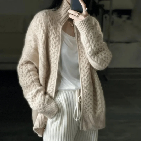 Long Sleeve Cardigan with Zipper for Women