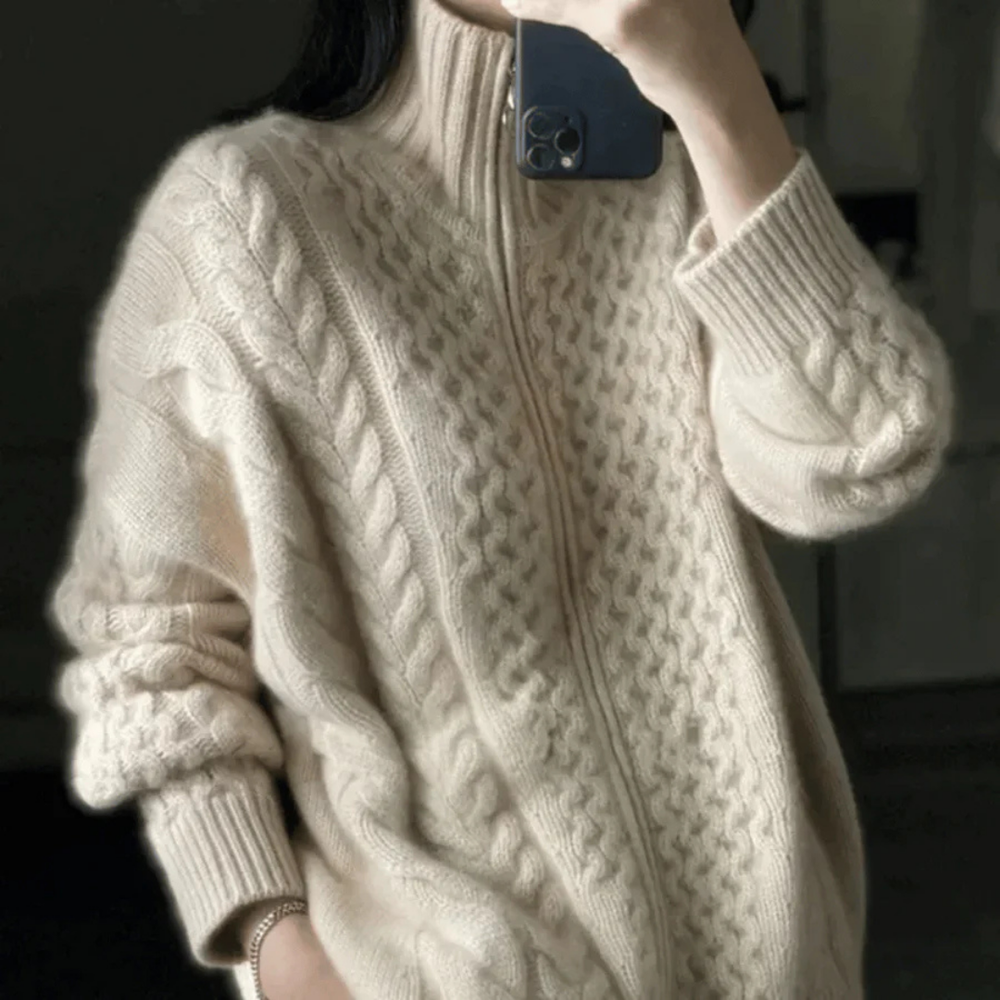 Long Sleeve Cardigan with Zipper for Women
