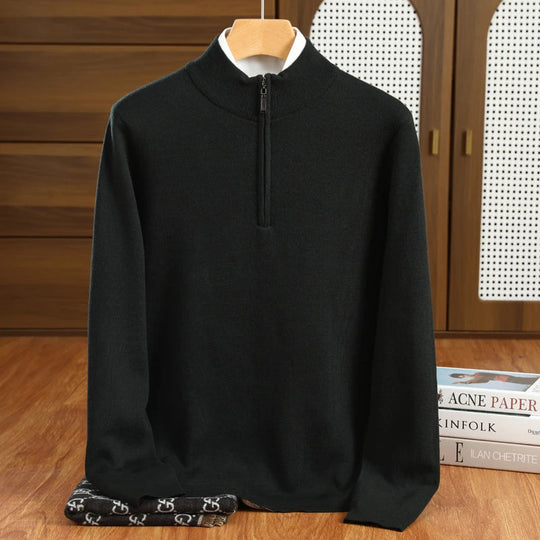 Men's Half Zip Sweater in Merino Wool for Men