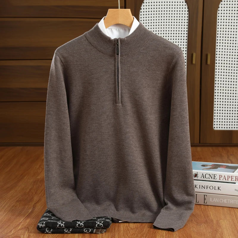 Men's Half Zip Sweater in Merino Wool for Men