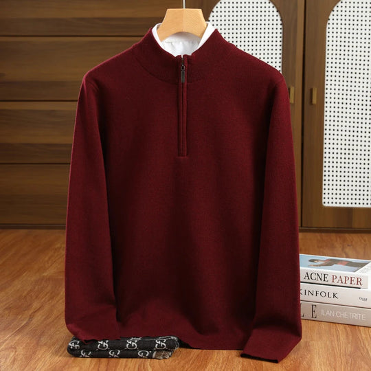 Men's Half Zip Sweater in Merino Wool for Men