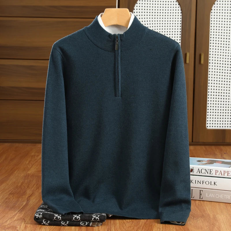 Men's Half Zip Sweater in Merino Wool for Men