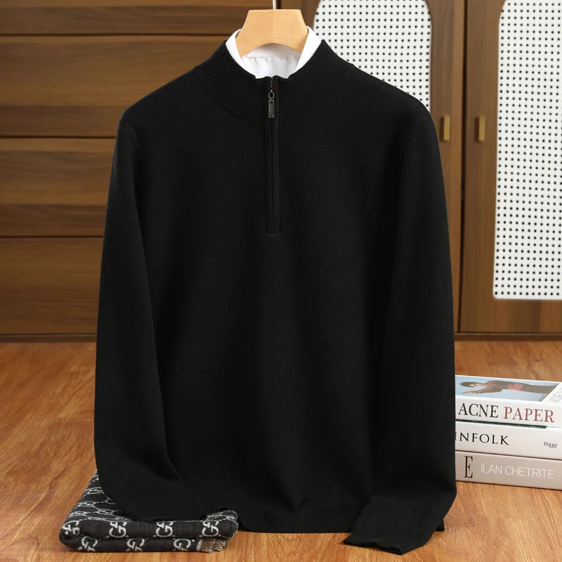 Men's Half Zip Sweater in Merino Wool for Men