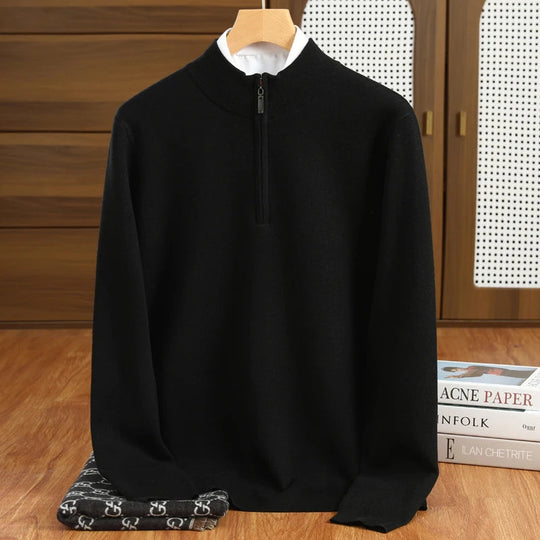 Men's Half Zip Sweater in Merino Wool for Men