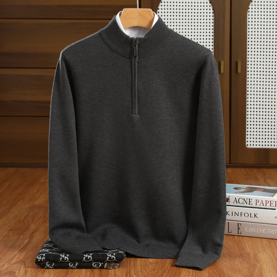 Men's Half Zip Sweater in Merino Wool for Men