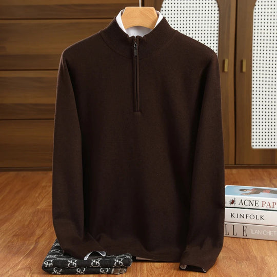 Men's Half Zip Sweater in Merino Wool for Men