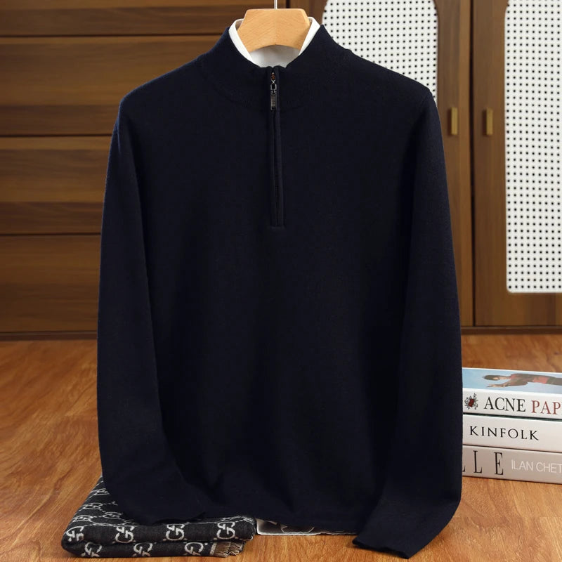 Men's Half Zip Sweater in Merino Wool for Men