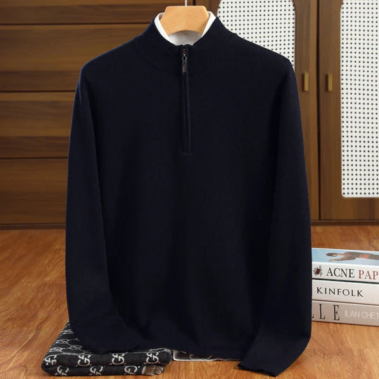 Men's Half Zip Sweater in Merino Wool for Men