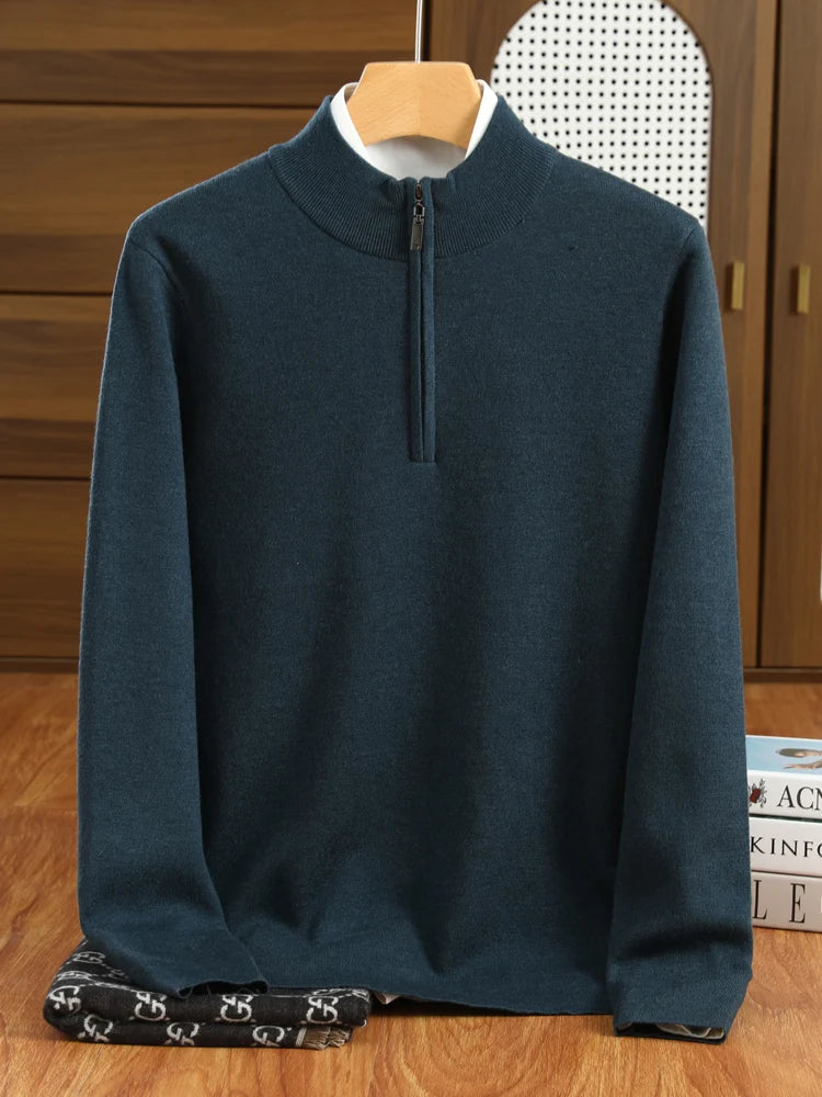 Men's Half Zip Sweater in Merino Wool for Men