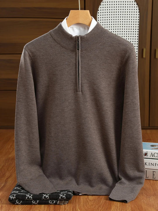 Men's Half Zip Sweater in Merino Wool for Men