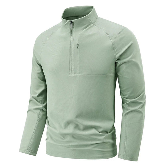 Men's Long Sleeve Polo Shirt with Half Zipper