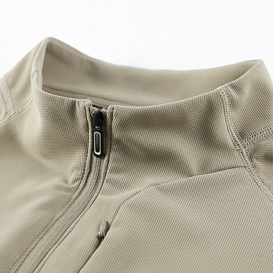 Men's Long Sleeve Polo Shirt with Half Zipper