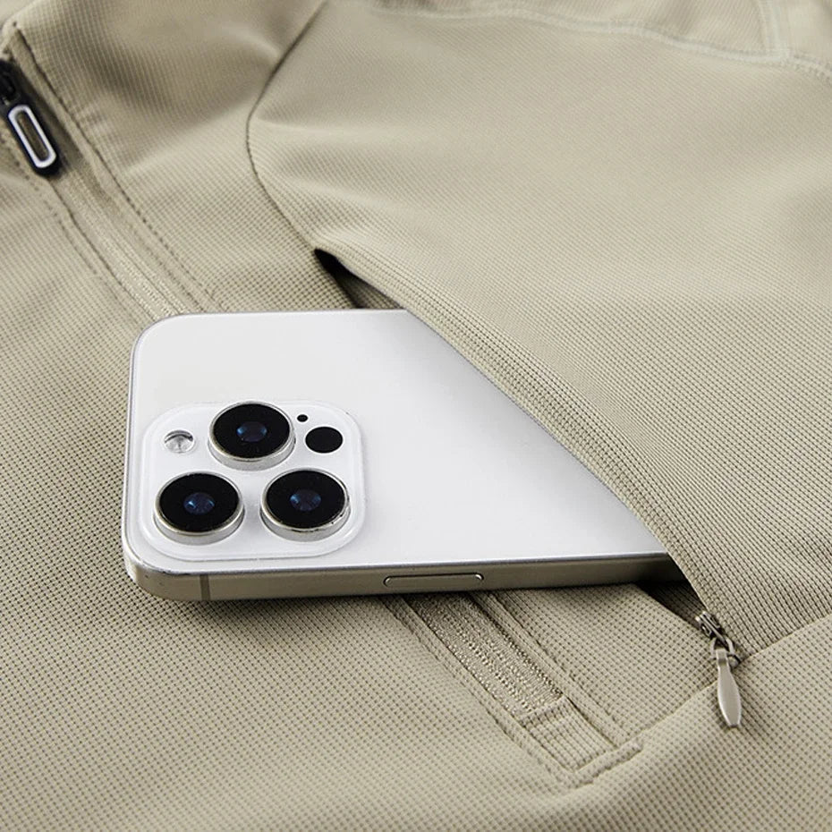 Men's Long Sleeve Polo Shirt with Half Zipper