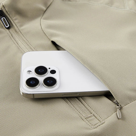 Men's Long Sleeve Polo Shirt with Half Zipper