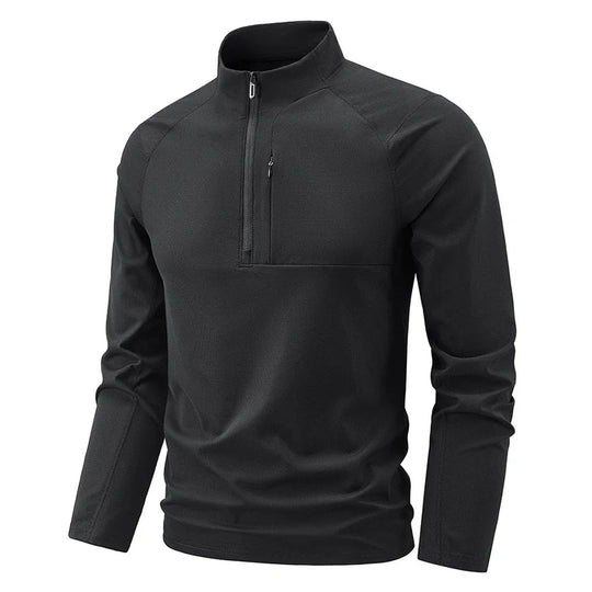 Men's Long Sleeve Polo Shirt with Half Zipper