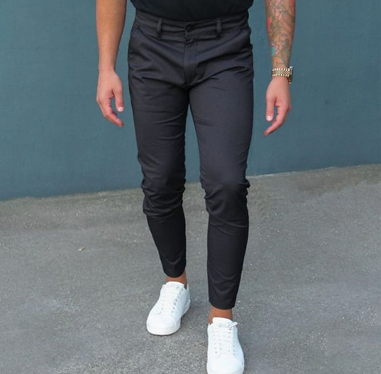 Modern Straight Leg Trousers with Belt Loops for Men