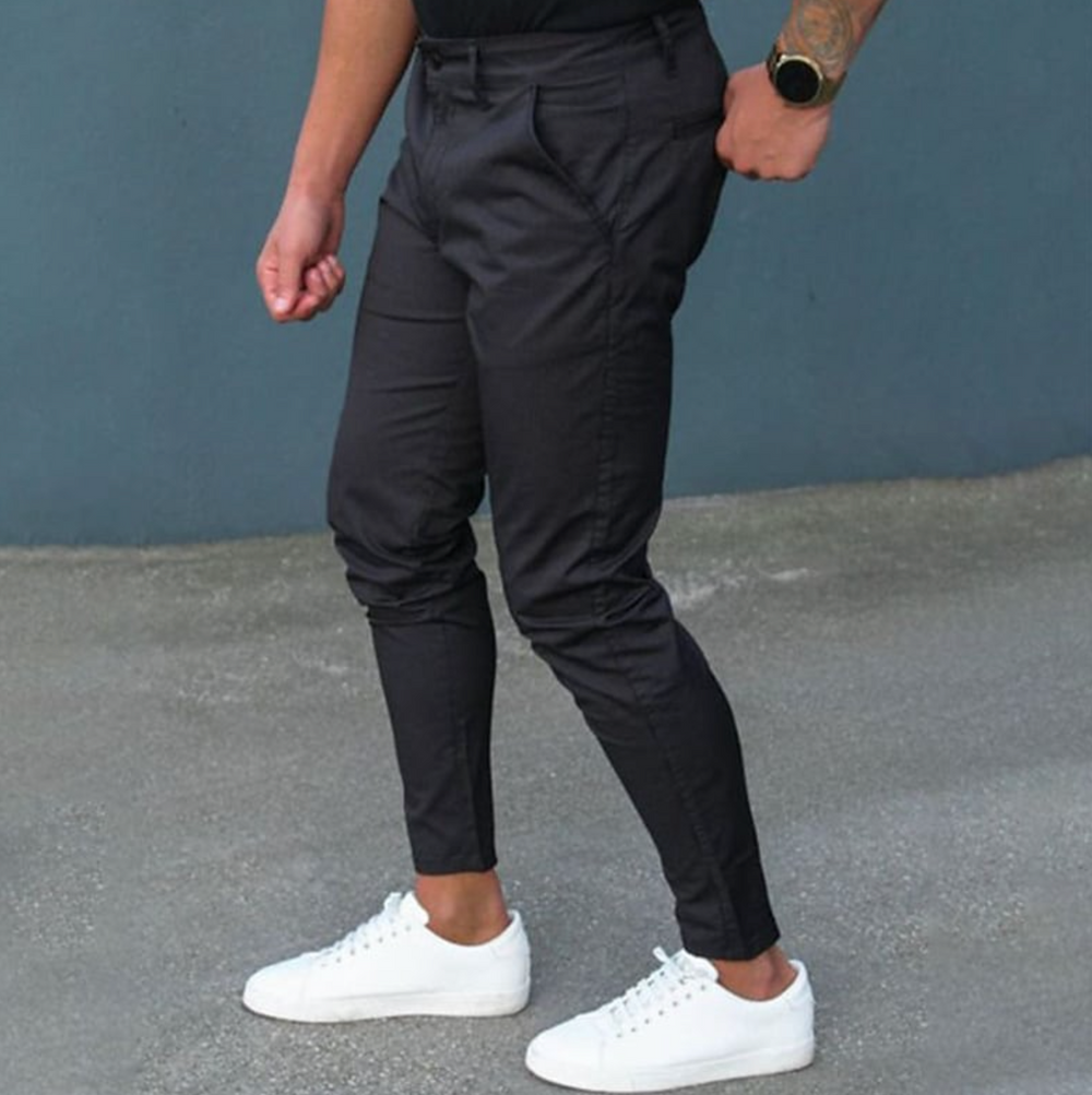 Modern Straight Leg Trousers with Belt Loops for Men