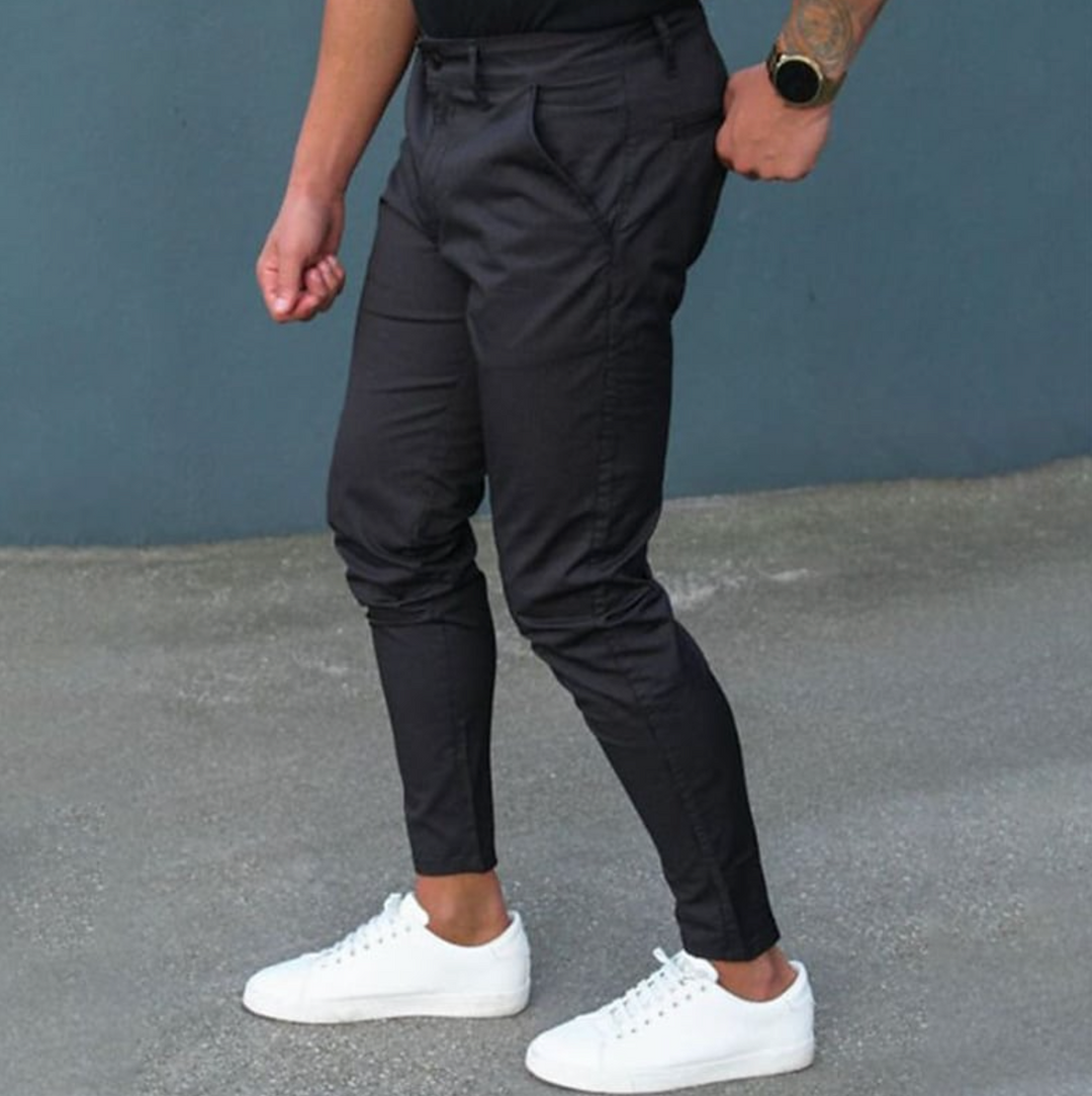 Modern Straight Leg Trousers with Belt Loops for Men