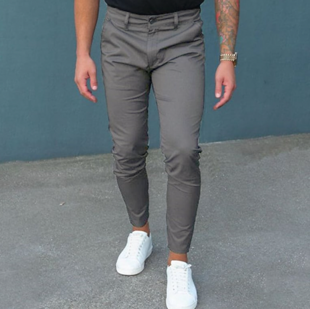 Modern Straight Leg Trousers with Belt Loops for Men