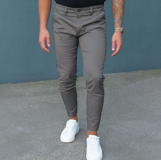 Modern Straight Leg Trousers with Belt Loops for Men