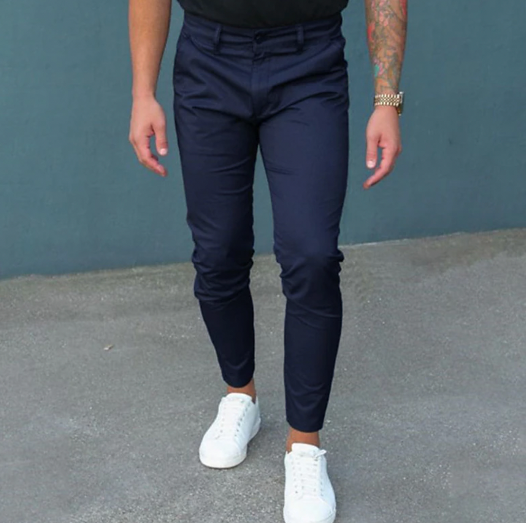 Modern Straight Leg Trousers with Belt Loops for Men