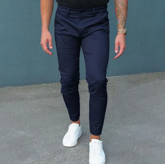 Modern Straight Leg Trousers with Belt Loops for Men