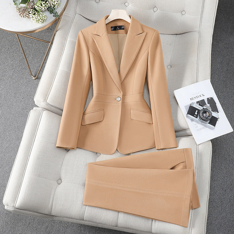 Isla Tailored Fit Blazer and Straight Leg Trousers Two-Piece Set | Double-Breasted Gold-Tone Buttons Set