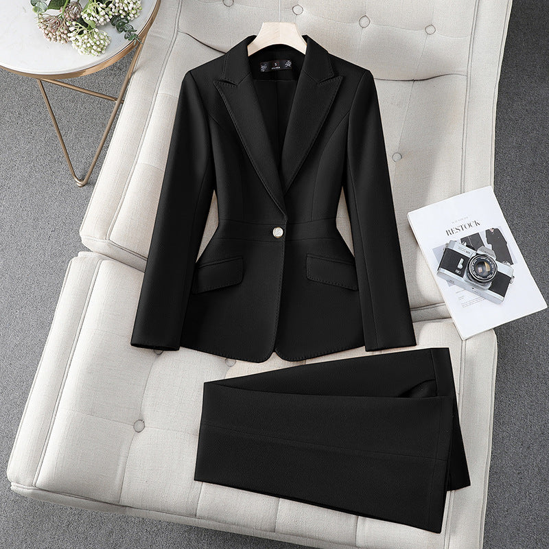 Isla Tailored Fit Blazer and Straight Leg Trousers Two-Piece Set | Double-Breasted Gold-Tone Buttons Set