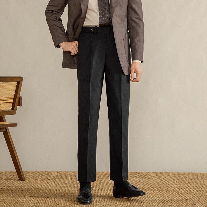 Pleated Trousers Herringbone Blend for Men
