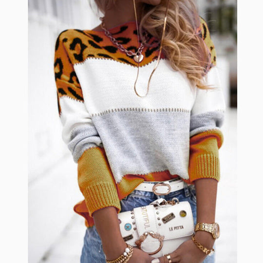 Printed Sweater with Jaguar Design for Women