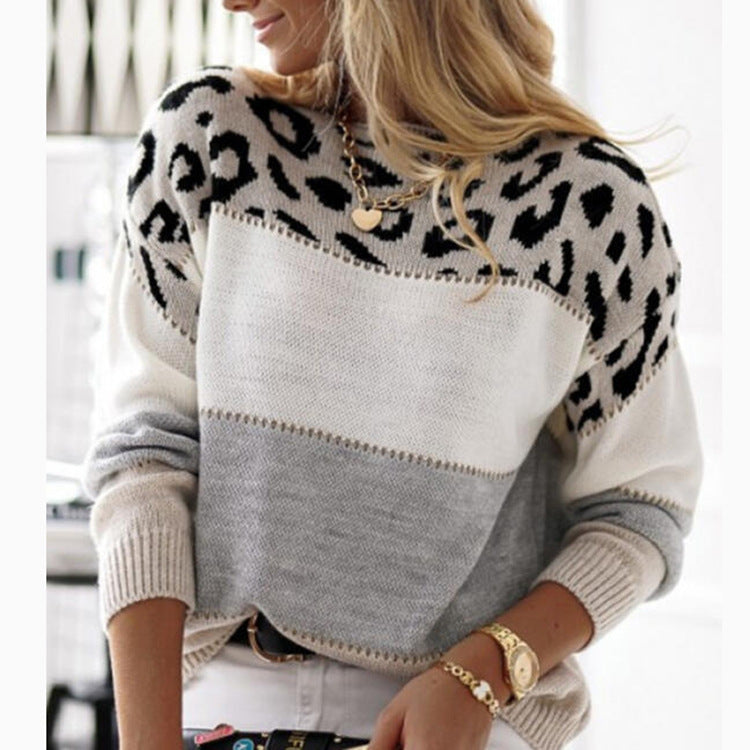Printed Sweater with Jaguar Design for Women