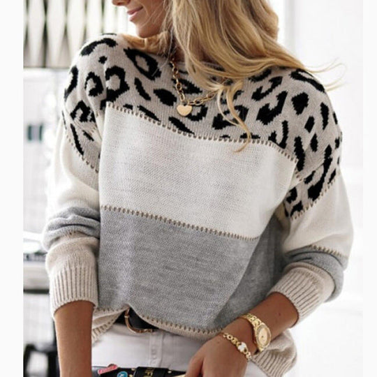 Printed Sweater with Jaguar Design for Women