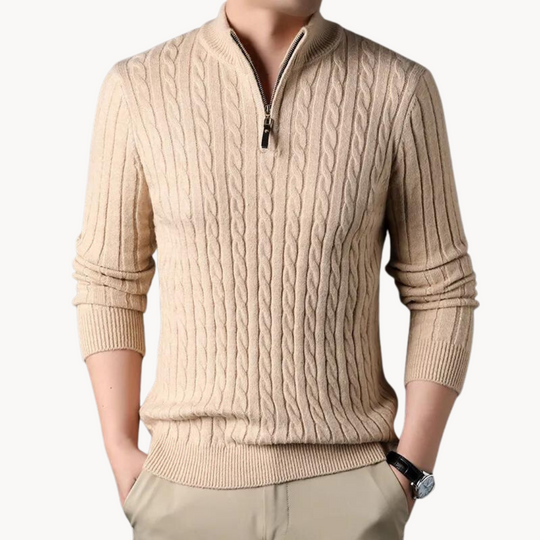 Quarter Zip Pullover Knit Top for Men
