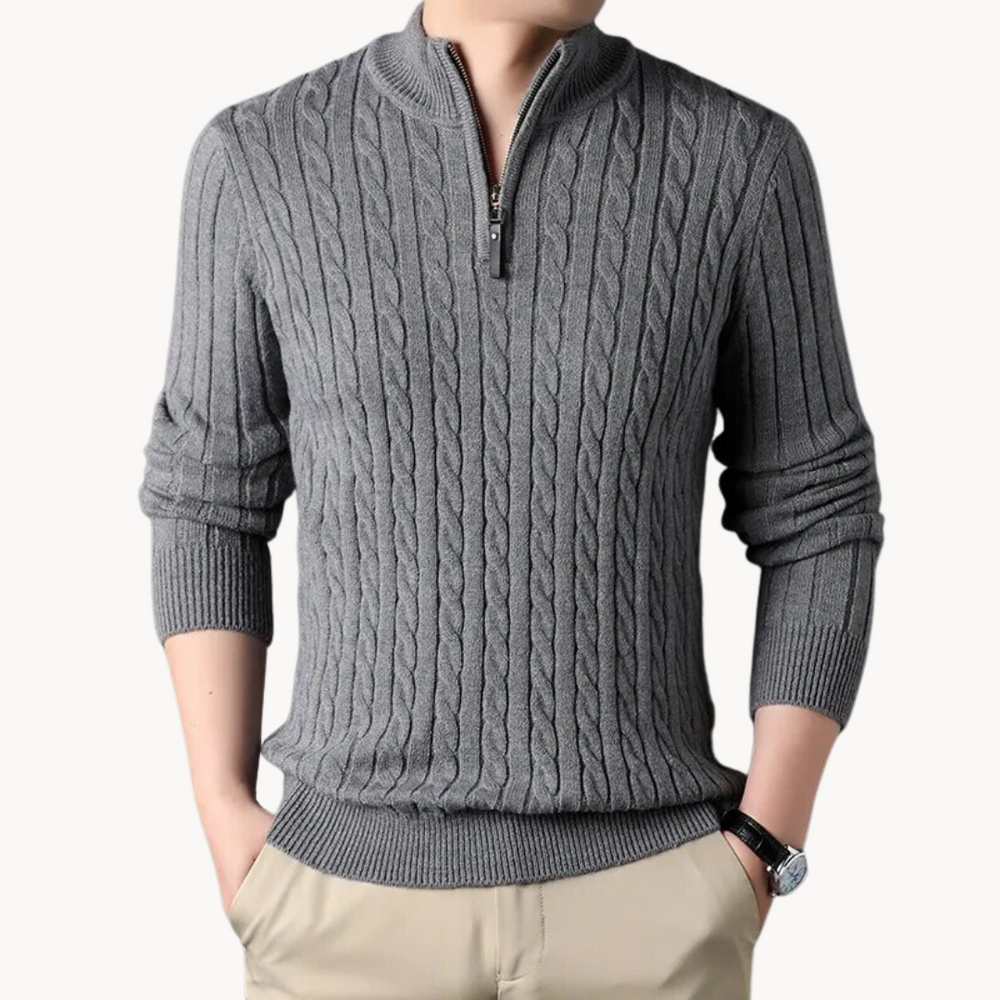 Quarter Zip Pullover Knit Top for Men