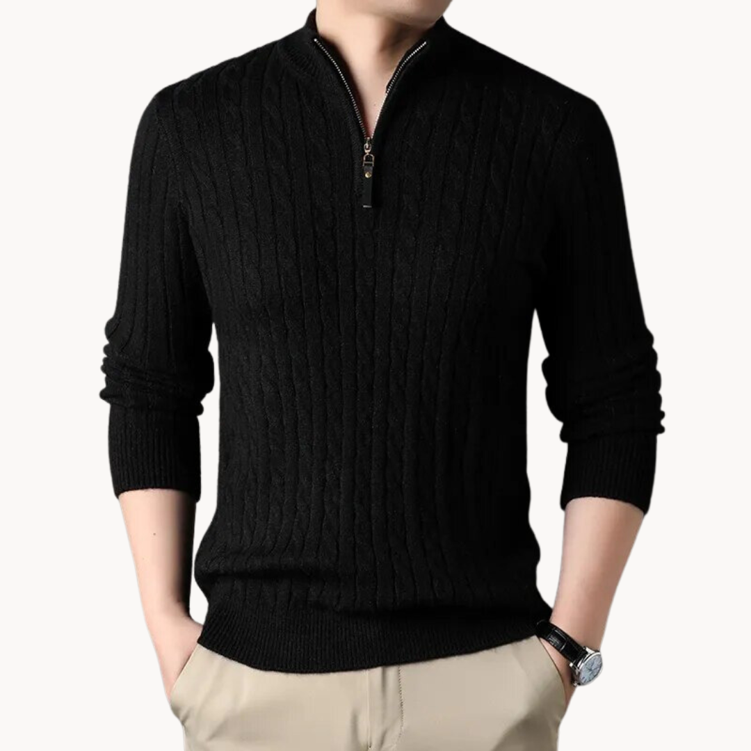 Quarter Zip Pullover Knit Top for Men