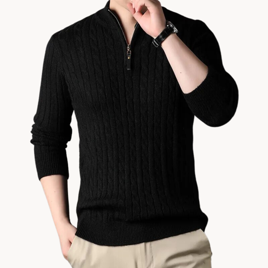 Quarter Zip Pullover Knit Top for Men