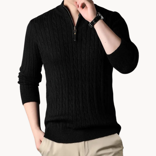 Quarter Zip Pullover Knit Top for Men