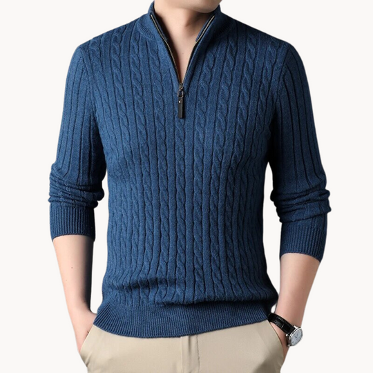 Quarter Zip Pullover Knit Top for Men