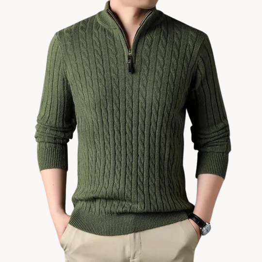 Quarter Zip Pullover Knit Top for Men