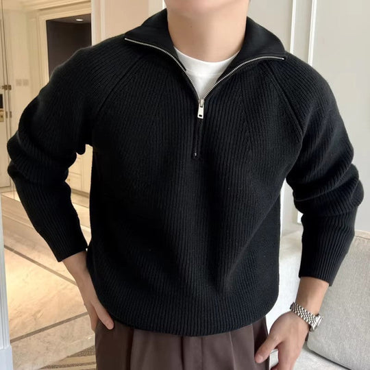 Quarter Zip Sweater Knit Blend for Men