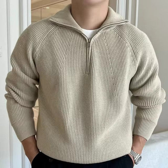 Quarter Zip Sweater Knit Blend for Men