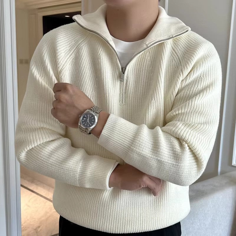 Quarter Zip Sweater Knit Blend for Men