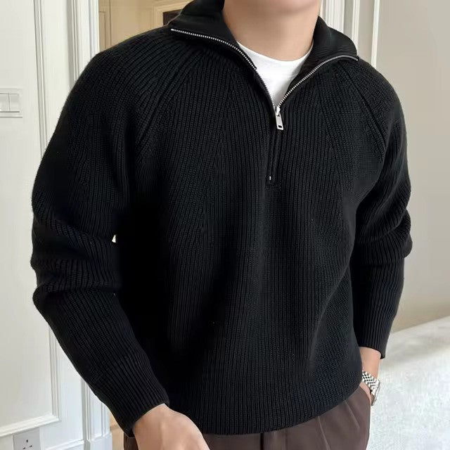 Quarter Zip Sweater Knit Blend for Men