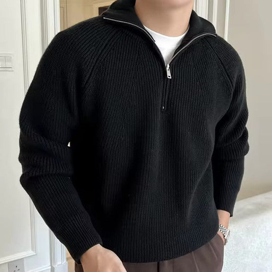Quarter Zip Sweater Knit Blend for Men